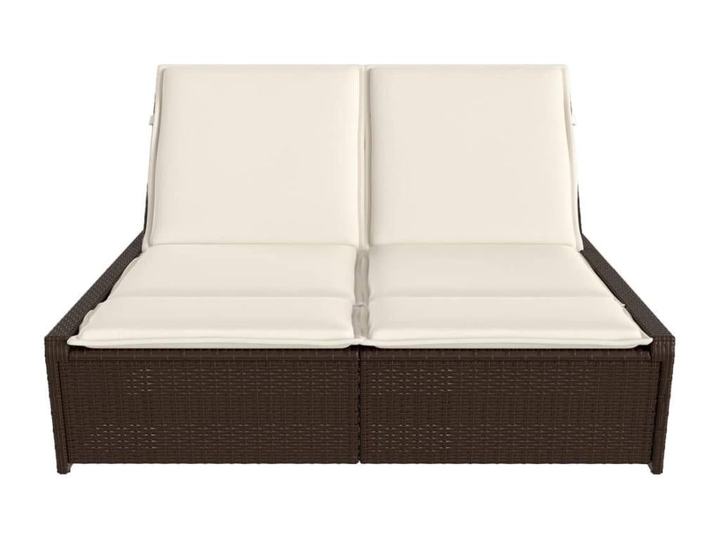 Brown Woven Resin Wicker Chaise Lounge