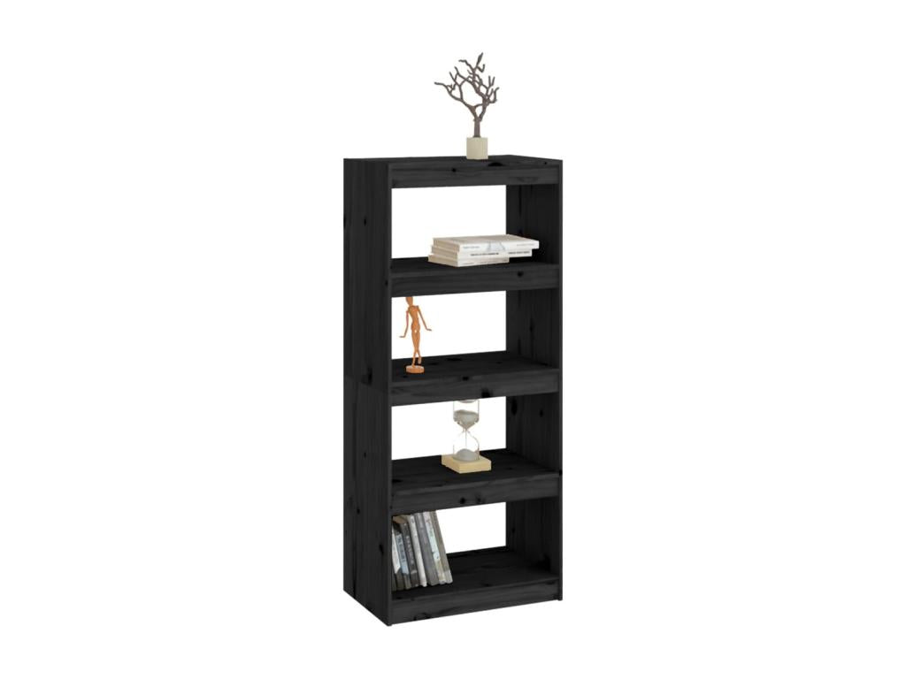 Black Pine Wood Bookcase, 60 x 30 x 135.5 cm