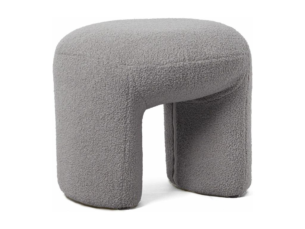Gray Boucle Fabric Ottoman