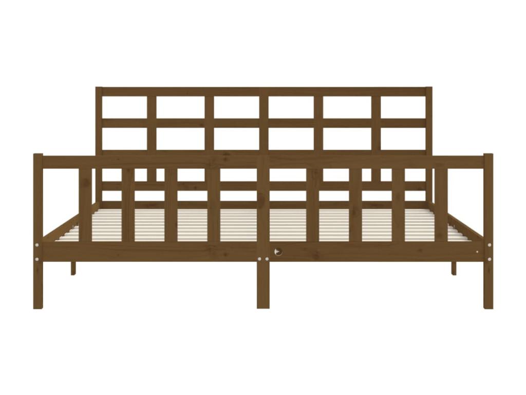 Brown Solid Wood Bed Frame, 200 x 200 cm