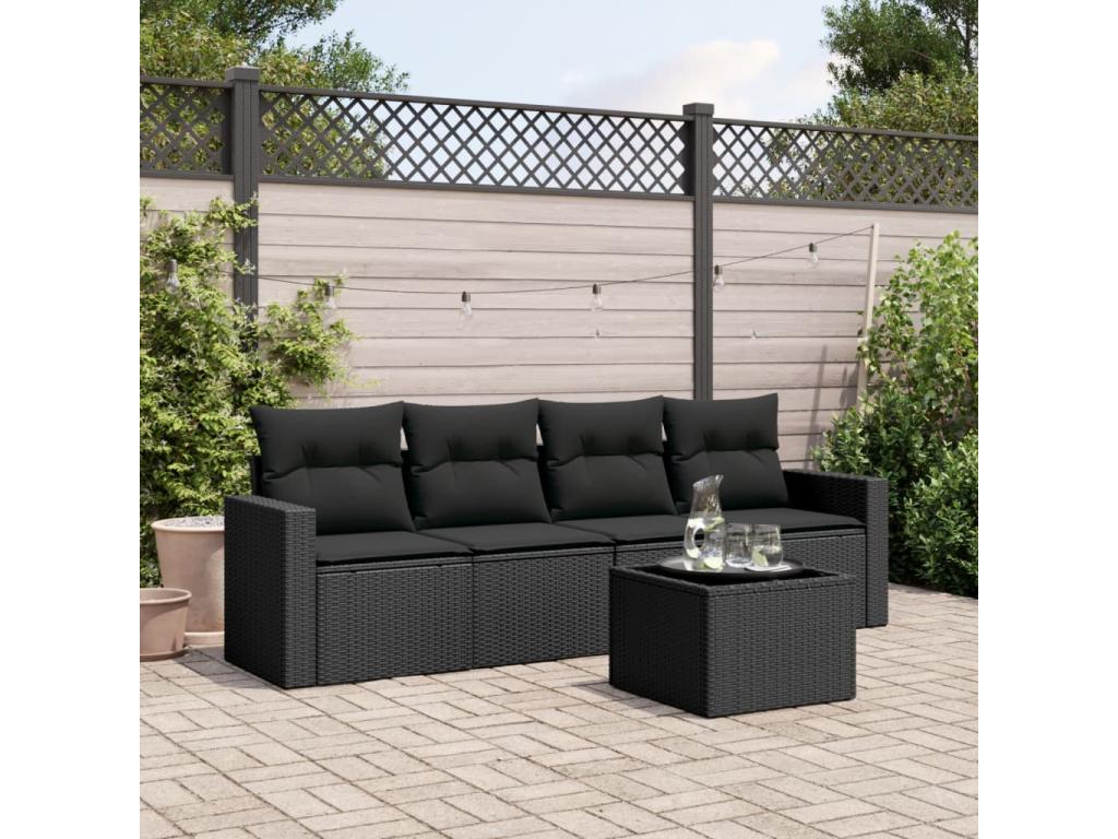 Black Woven Resin Wicker Outdoor Furniture Set - dlz1766585910292