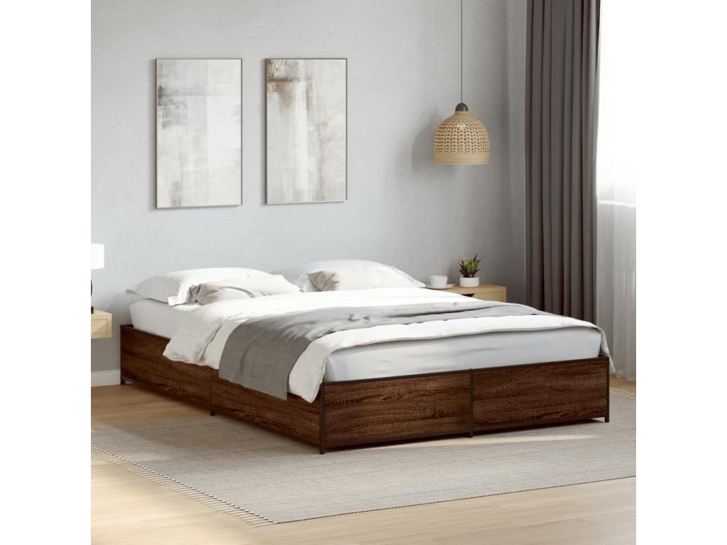 Brown Engineered Wood Bed Frame, 120 x 190 cm