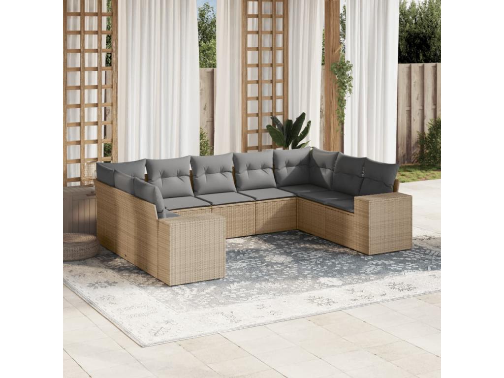 Beige Woven Resin Wicker Outdoor Furniture Set - dlz1766585743378