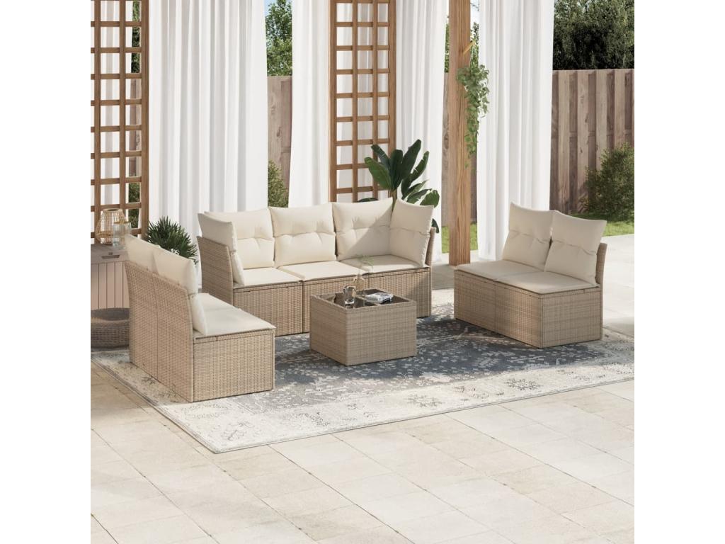 Beige Woven Resin Wicker Outdoor Furniture Set - dlz1766585565703