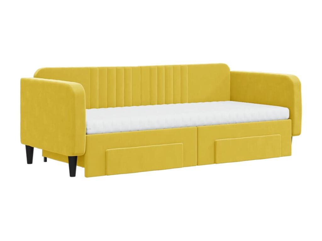 Yellow Velvet Bed, 90 x 200 cm