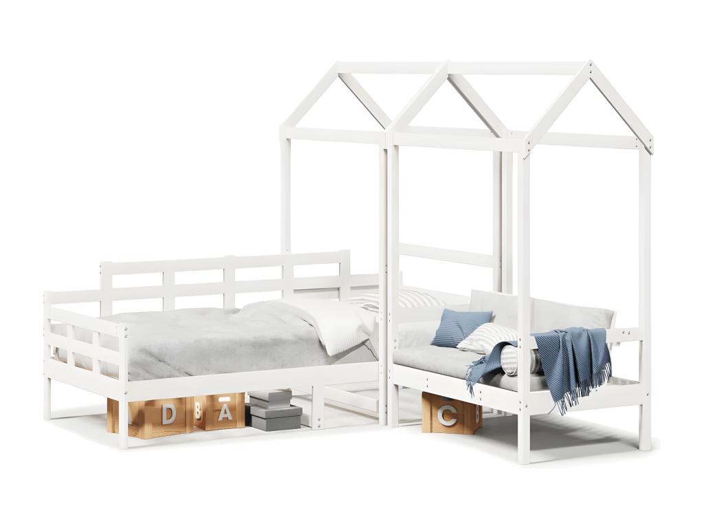 White Pine Wood Bed, 80 x 200 cm