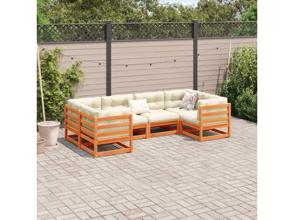 Brown Pine Wood Outdoor Furniture Set - dlz1766585741303