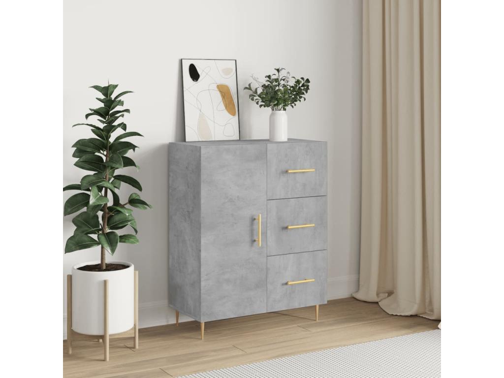 Gray Engineered Wood Sideboard, 69.5 x 34 x 90 cm