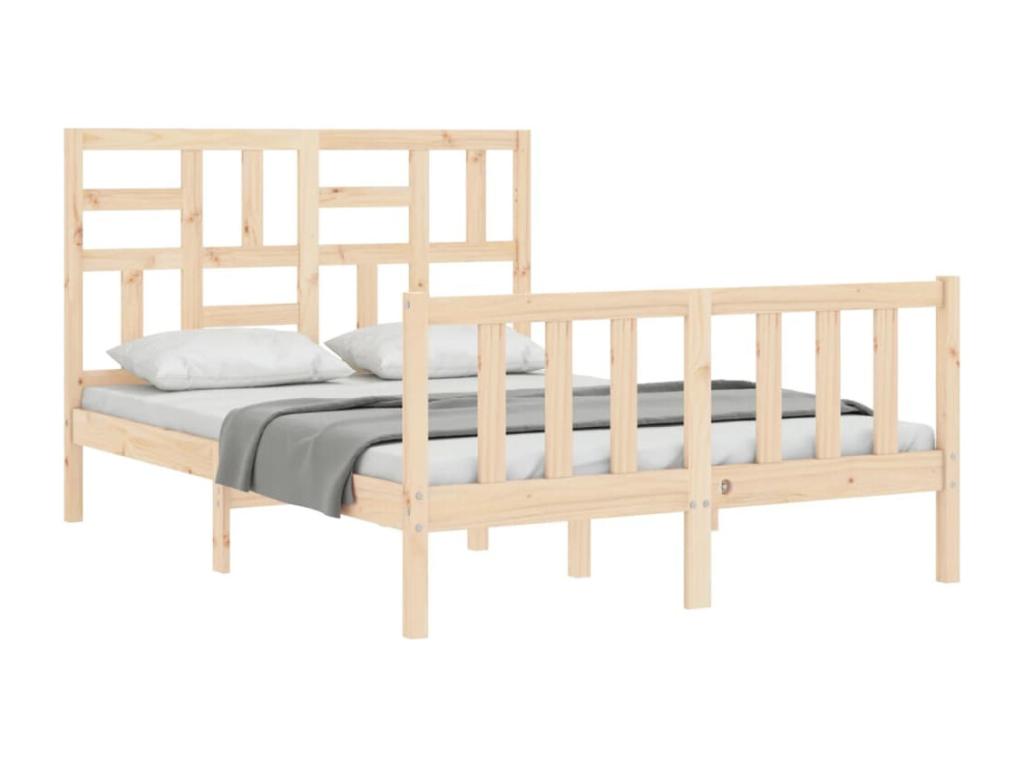 Brown Solid Wood Bed Frame
