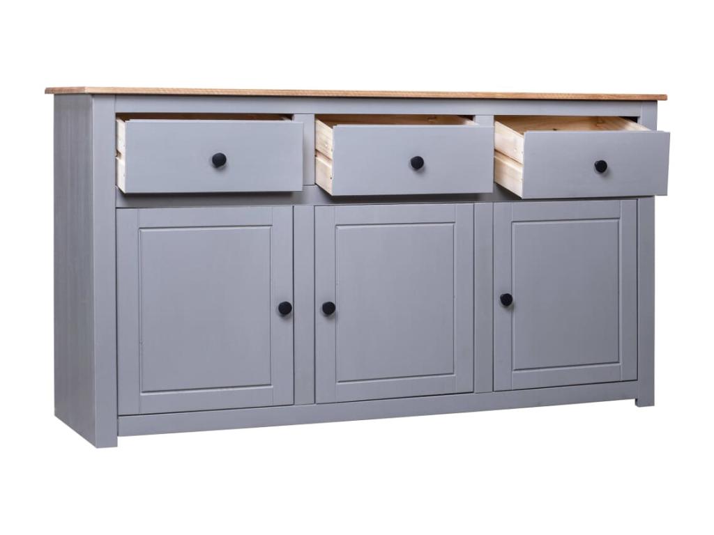 Gray Pine Wood Sideboard, 135 x 40 x 80 cm