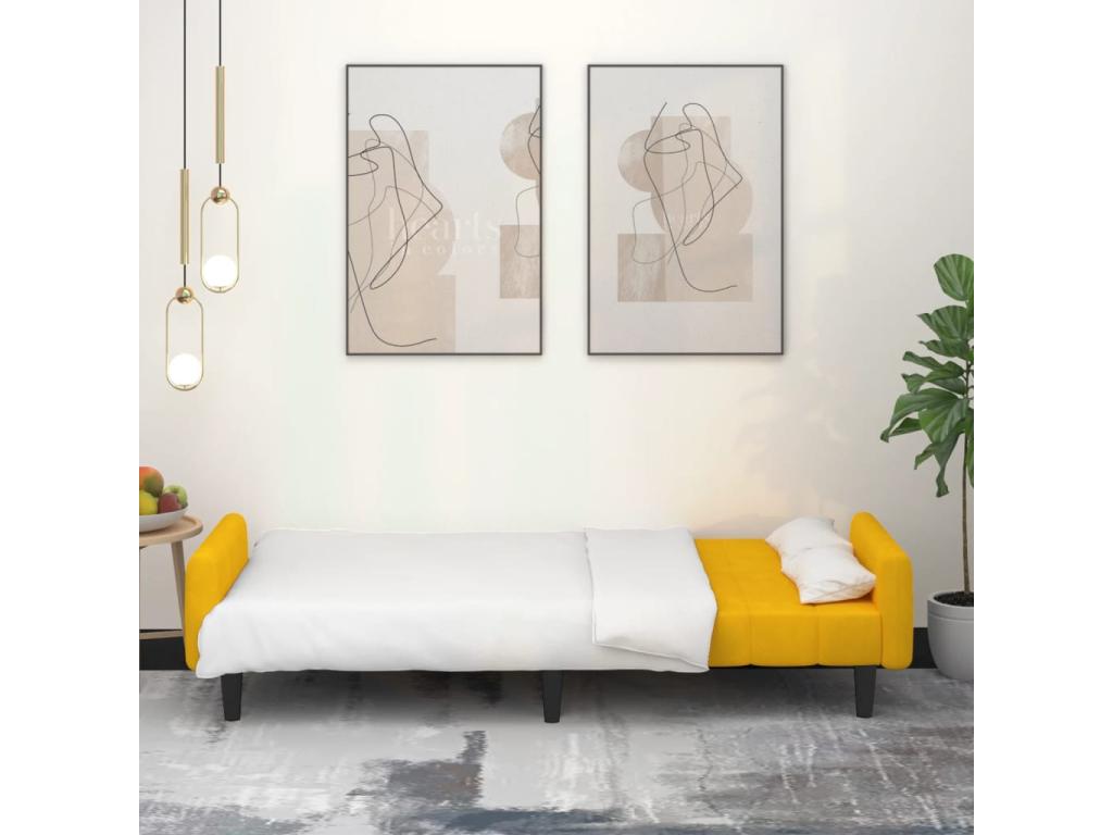 Yellow Velvet Bed