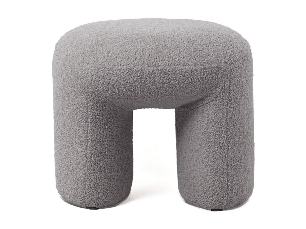 Gray Boucle Fabric Ottoman