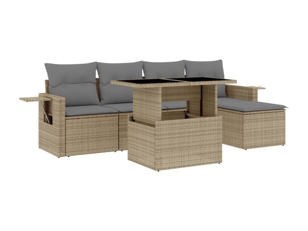 Beige Woven Resin Wicker Outdoor Furniture Set - dlz1766585872406