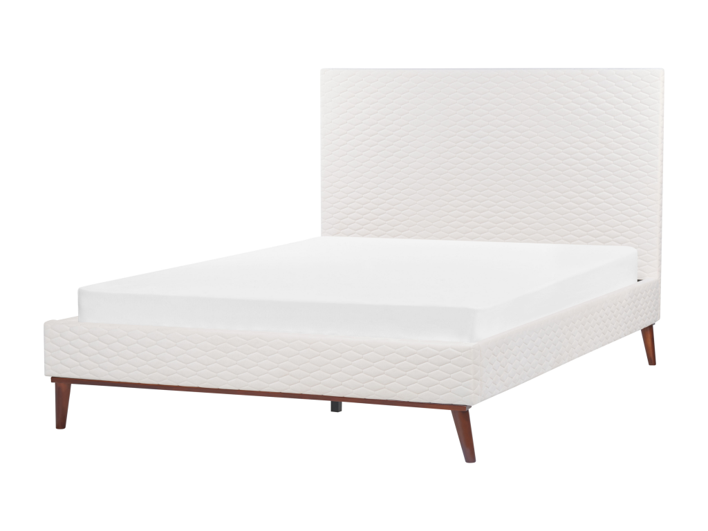White Velvet Bed, 160 x 200 cm