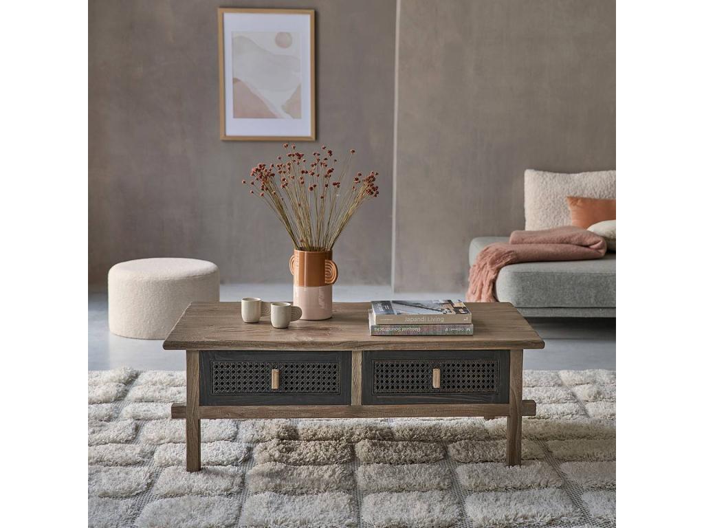 Gray Pine Wood Coffee Table