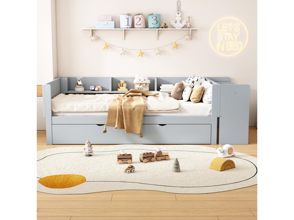 Gray Bed, 90 x 200 cm