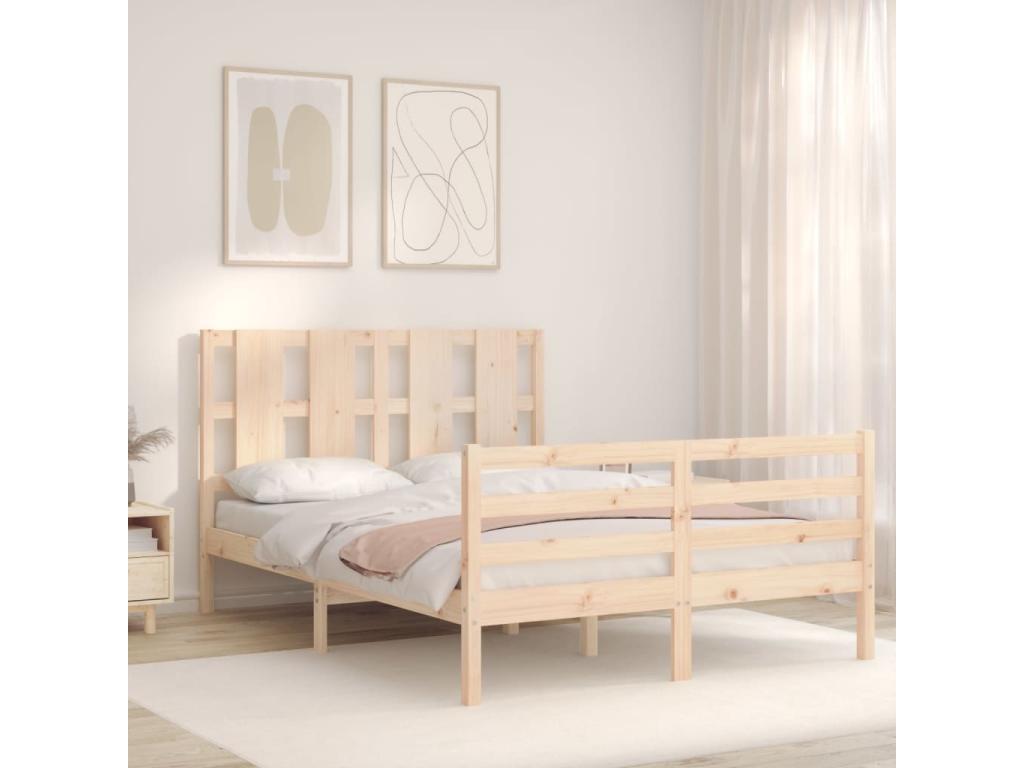 Brown Solid Wood Bed Frame, 140 x 200 cm - dlz1766585625672
