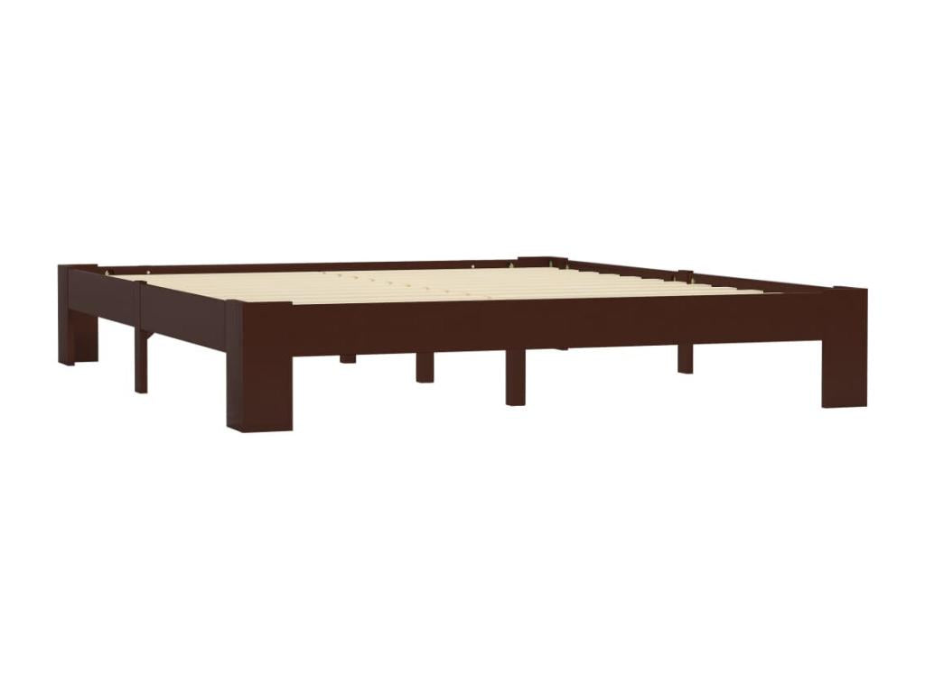 Brown Pine Wood Bed Frame, 160 x 200 cm