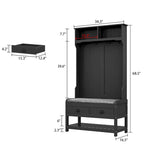 34.3  W 68.5 H Hall Tree with Bench and Shoe Storage With Cushion