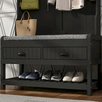 34.3  W 68.5 H Hall Tree with Bench and Shoe Storage With Cushion