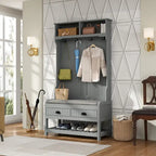 34.3  W 68.5 H Hall Tree with Bench and Shoe Storage With Cushion