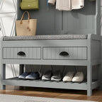 34.3  W 68.5 H Hall Tree with Bench and Shoe Storage With Cushion