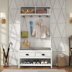 34.3  W 68.5 H Hall Tree with Bench and Shoe Storage With Cushion