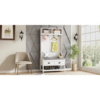 34.3  W 68.5 H Hall Tree with Bench and Shoe Storage With Cushion