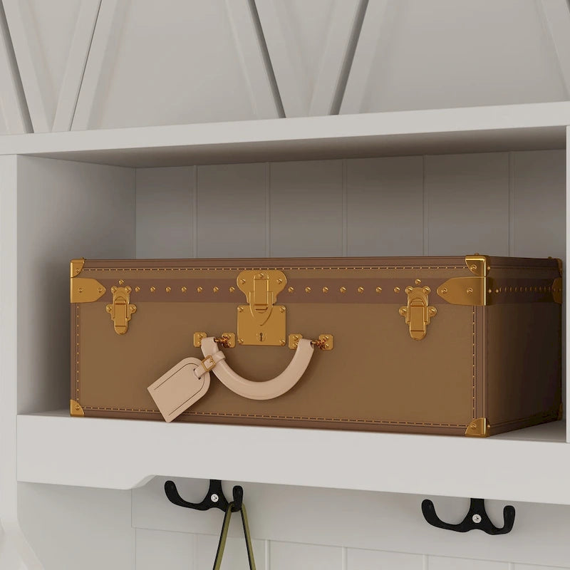 34.3  W 68.5 H Hall Tree with Bench and Shoe Storage With Cushion