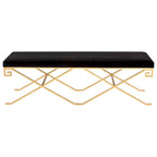SAFAVIEH Couture Shaista Black Velvet/ Gold Leaf Glam Bench - 59Wx21Dx20H