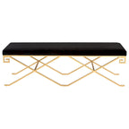 SAFAVIEH Couture Shaista Black Velvet/ Gold Leaf Glam Bench - 59Wx21Dx20H