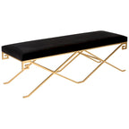 SAFAVIEH Couture Shaista Black Velvet/ Gold Leaf Glam Bench - 59Wx21Dx20H