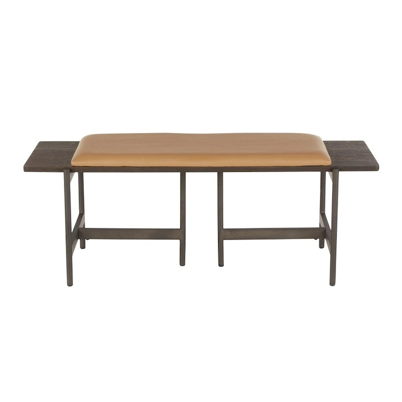 Chloe Contemporary Bench with Upholstered Seat & Wood Accent - N/A
