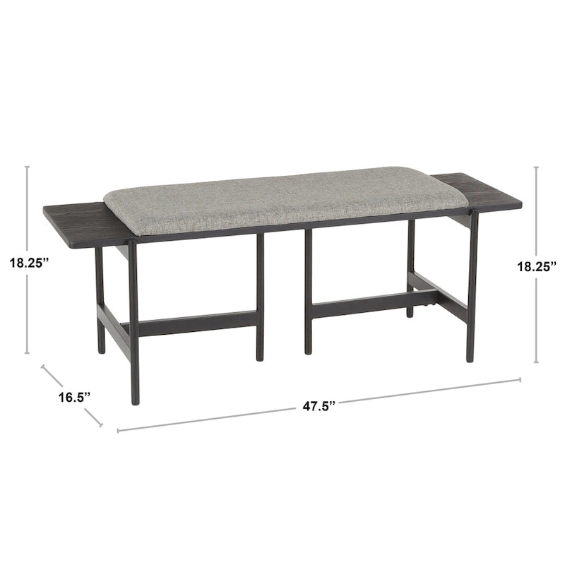 Chloe Contemporary Bench with Upholstered Seat & Wood Accent - N/A