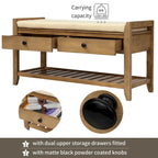 Shoe Rack with Cushioned Seat and Drawers