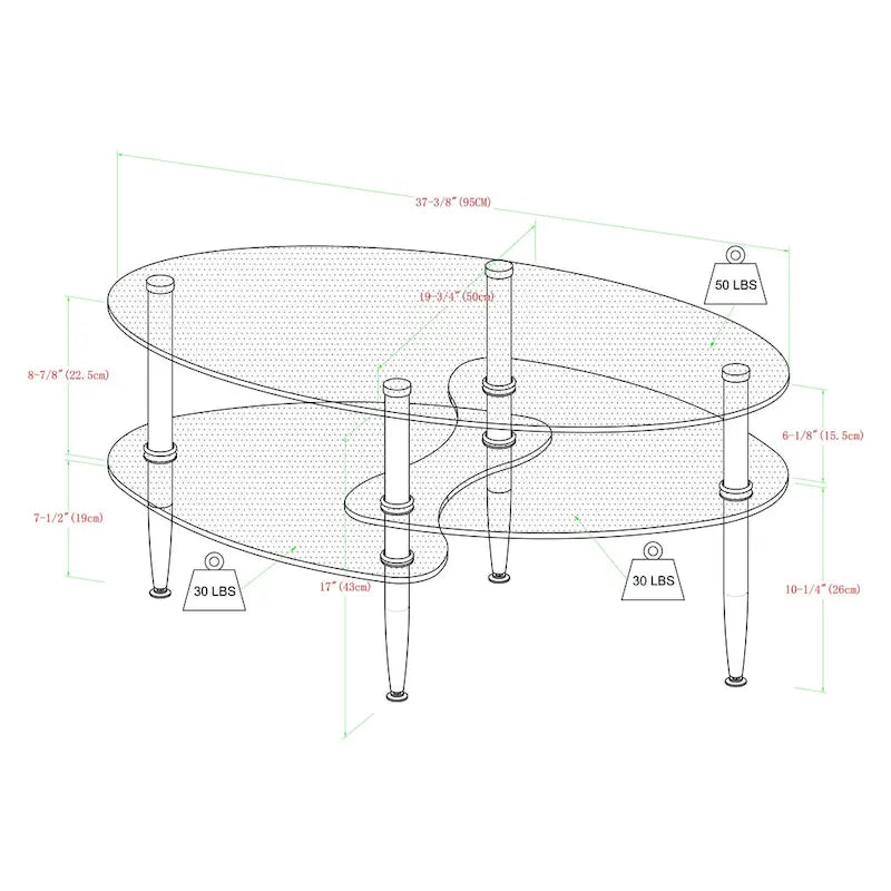 Middlebrook Toston Modern Frosted Glass 38  Coffee Table