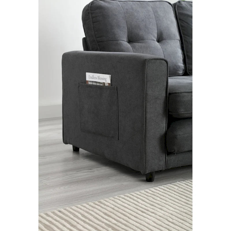 Plush Velvet Convertible 3-Fold Sofa Bed - 31.10 x 55.00 x 31.00