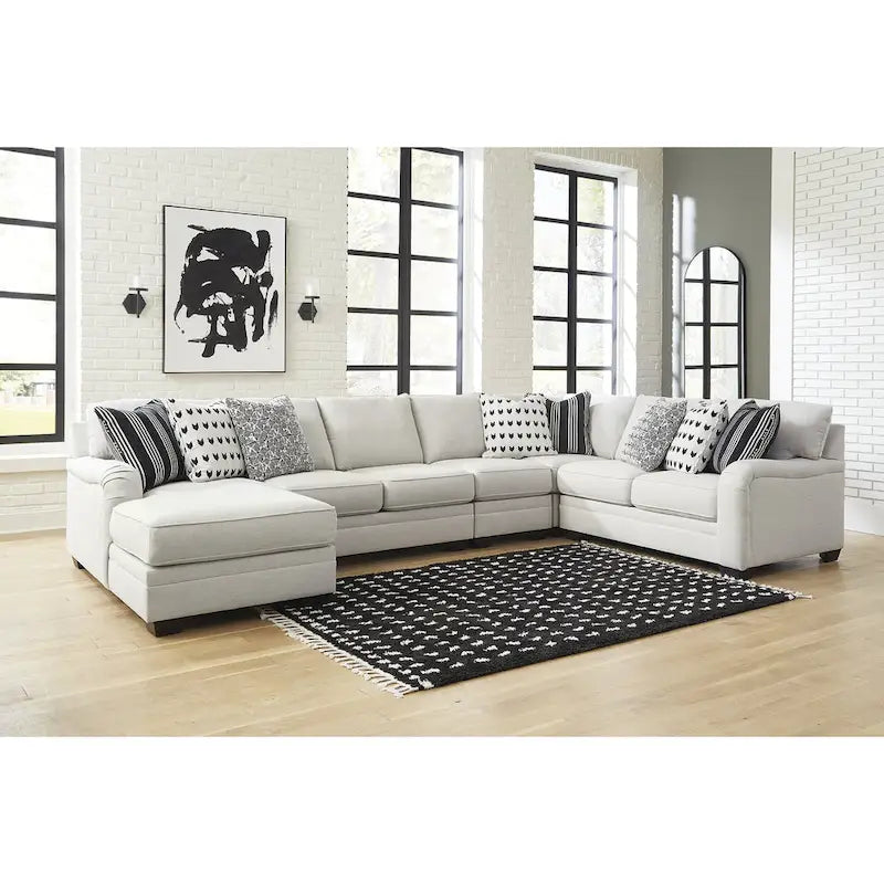 Signature Design by Ashley Huntsworth Dove Gray 5-Piece Sectional with Chaise - 155 W x 99 D x 38 H