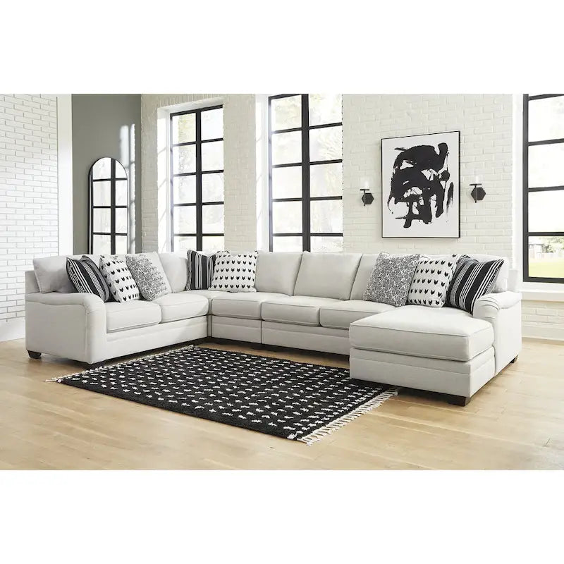 Signature Design by Ashley Huntsworth Dove Gray 5-Piece Sectional with Chaise - 155 W x 99 D x 38 H