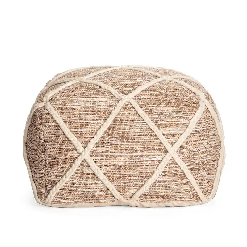 Jani Kirkwood Lake 22-inch Blue Pouf Ottoman - Handmade Footrest for Living Room, Bedroom, Nursery, Kidsroom