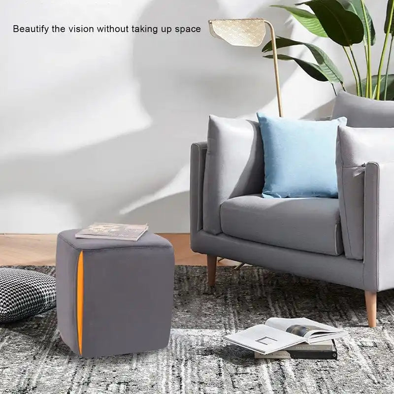 Adeco 14  Small Ottoman Footrest Stool- Velvet Seating Stool Ottoman