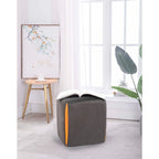 Adeco 14  Small Ottoman Footrest Stool- Velvet Seating Stool Ottoman