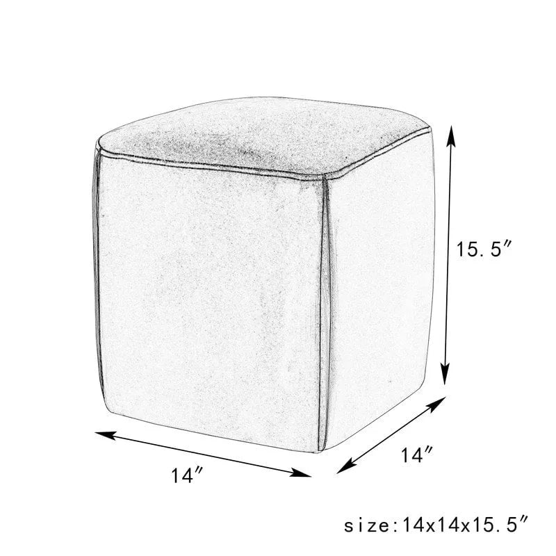 Adeco 14  Small Ottoman Footrest Stool- Velvet Seating Stool Ottoman