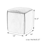 Adeco 14  Small Ottoman Footrest Stool- Velvet Seating Stool Ottoman