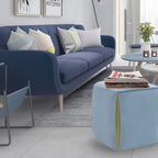Adeco 14  Small Ottoman Footrest Stool- Velvet Seating Stool Ottoman