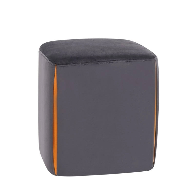 Adeco 14  Small Ottoman Footrest Stool- Velvet Seating Stool Ottoman