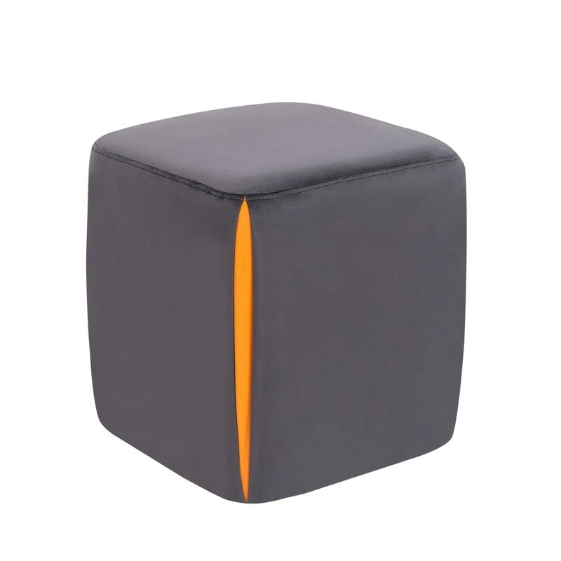 Adeco 14  Small Ottoman Footrest Stool- Velvet Seating Stool Ottoman