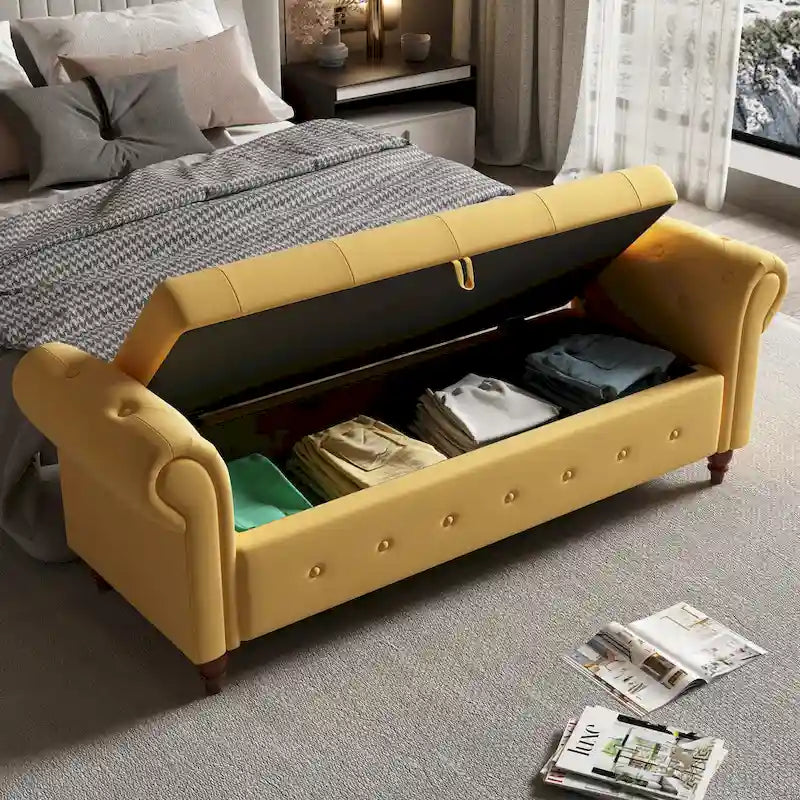 63  Bed Bench Entryway Storage Bench for Living Room Bedroom