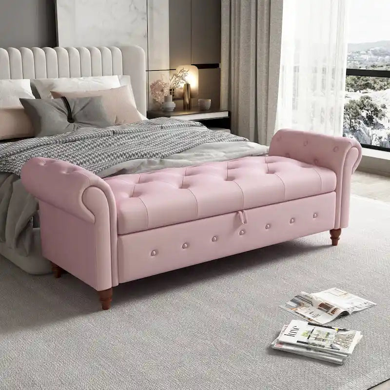 63  Bed Bench Entryway Storage Bench for Living Room Bedroom