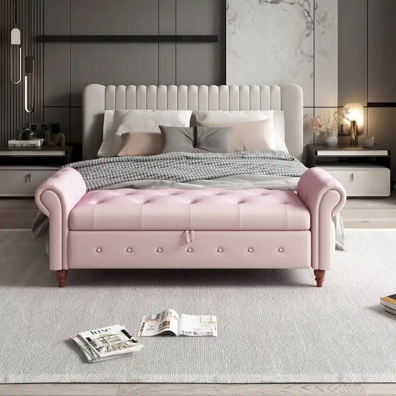 63  Bed Bench Entryway Storage Bench for Living Room Bedroom